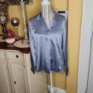 Lord & Taylor 100% silk gray blouse women's size 10